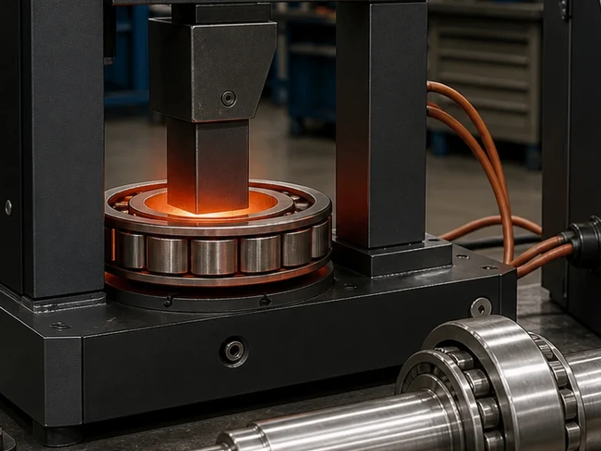 Representative image of a bearing mounting heater: Coil and tooling detail
