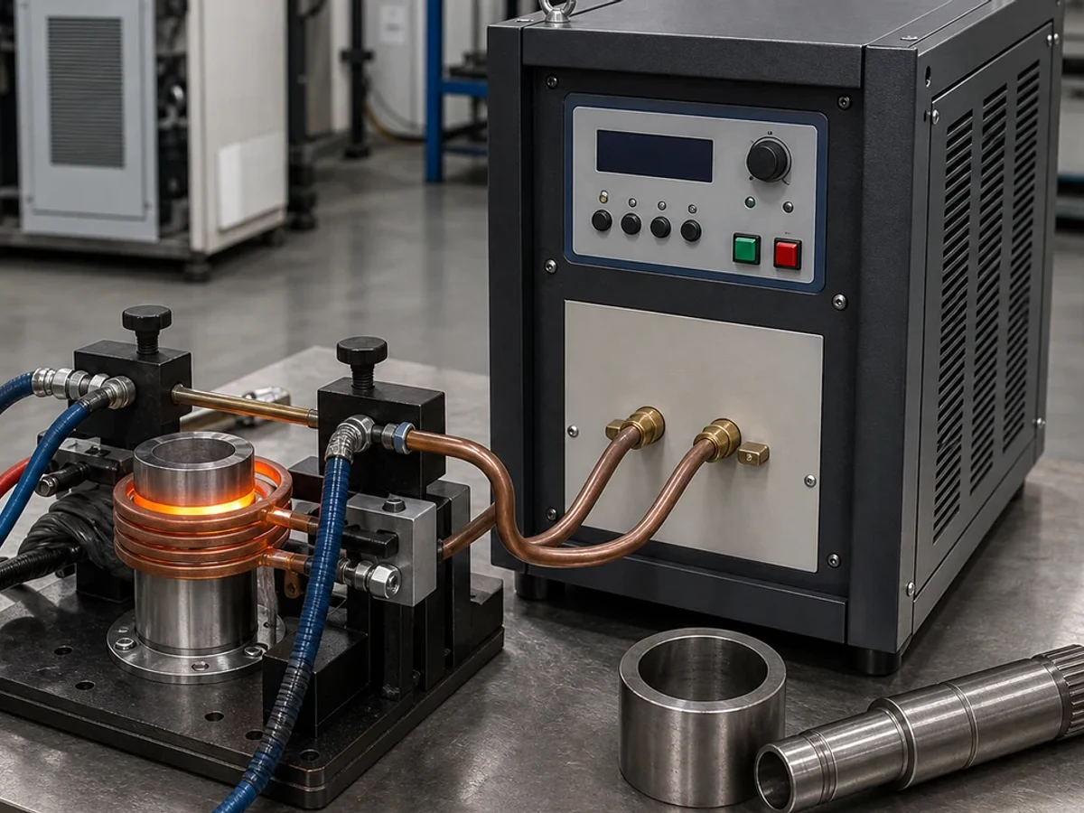 Representative image of a high frequency induction heating machine: Workshop and scale context