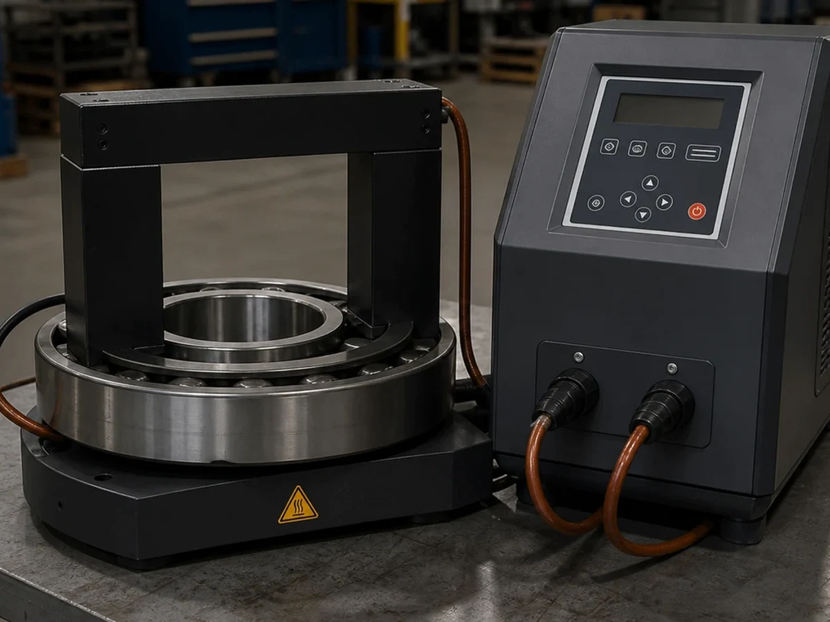 Representative image of an induction bearing heater: Workshop and scale context