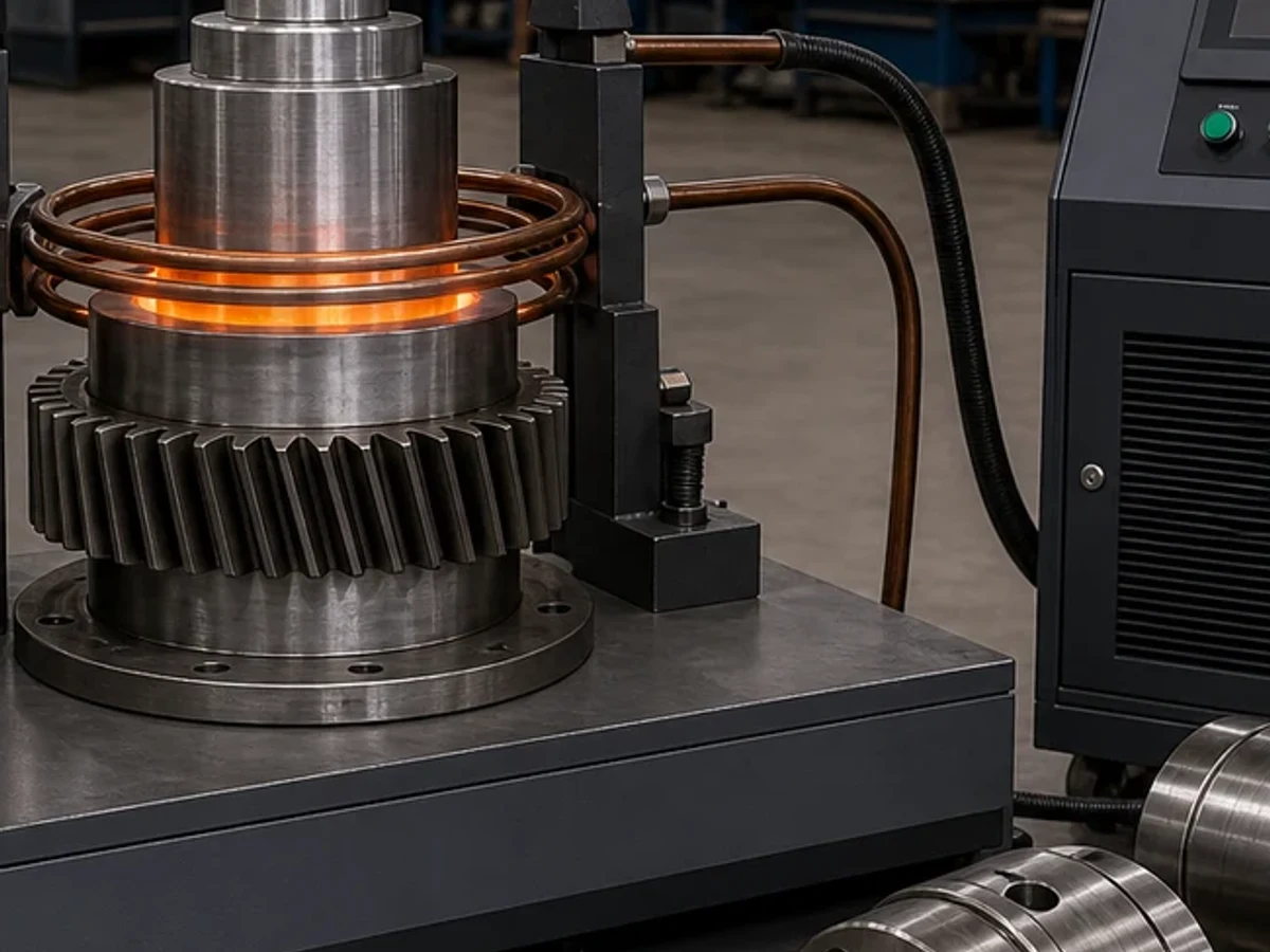 Representative image of an induction shrink fitting machine: Coil and tooling detail