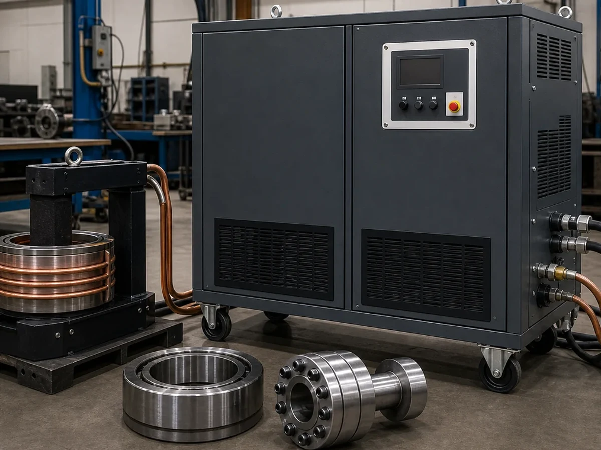 Representative image of an industrial induction heater: Workshop and scale context