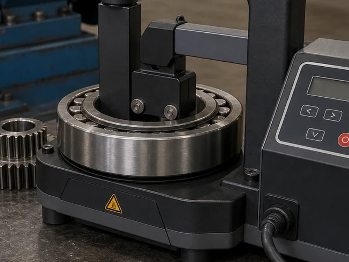 Representative image of a portable bearing induction heater: Coil and tooling detail